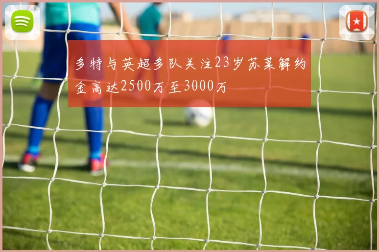 多特与英超多队关注23岁苏莱解约金高达2500万至3000万
